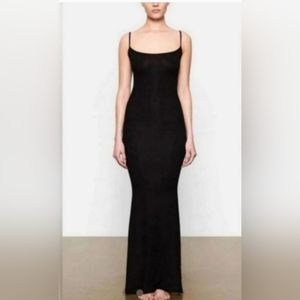 New! SKIMS Rib LOUNGE LONG SLIP Viral Dress Maxidress Onyx XSmall